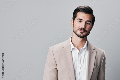 man suit happy portrait business copyspace handsome beige successful businessman smiling