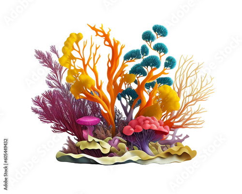 Wallpaper Mural Colorful seaweed on isolated transparent background, perfect for retouch design. Generative AI Torontodigital.ca