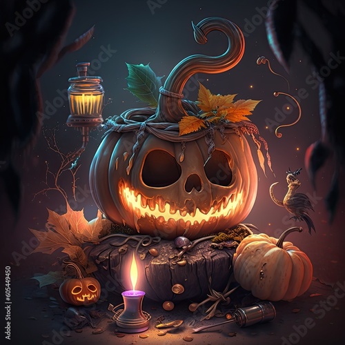 halloween background with pumpkin