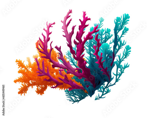 Colorful seaweed on isolated transparent background, perfect for retouch design. Generative AI