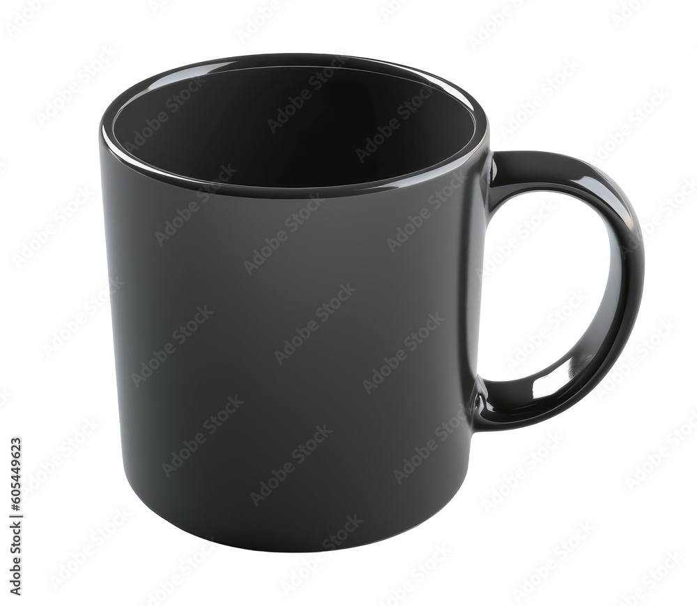 Black cup isolated on white, transparent background, PNG, mockup, ai Black cup isolated on white, transparent background, PNG, mockup, ai
