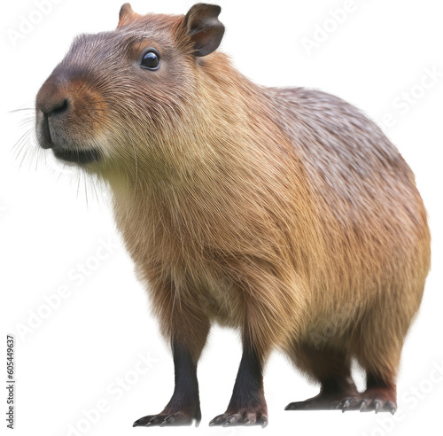 Close up of a capybara isolated on white background as transparent PNG, generative AI animal