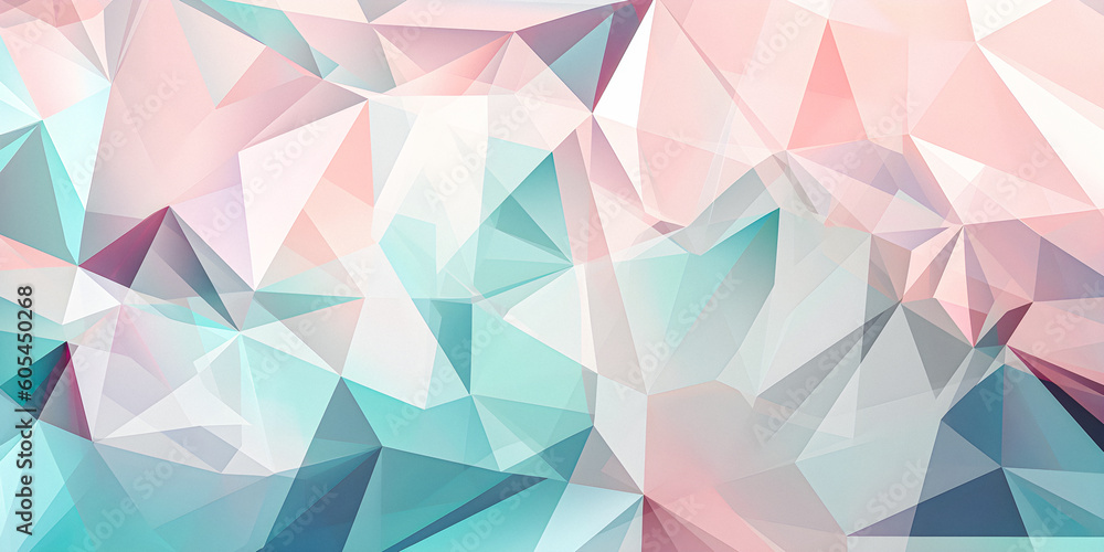 Soft focus dreamy pastel color background with copy space, geometric shapes, triangles, presentation background