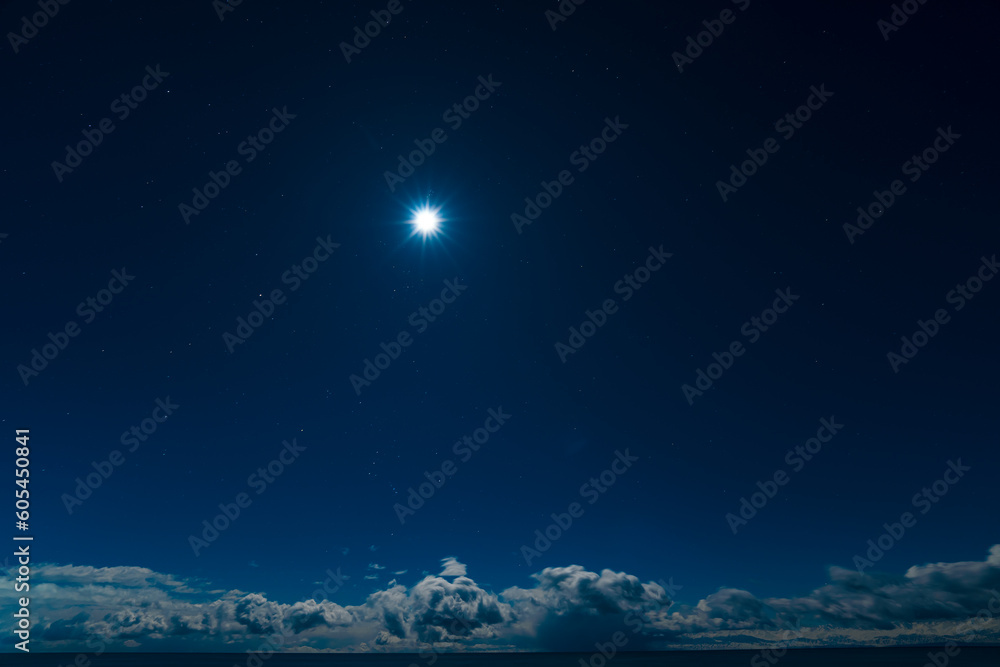 Moon shine on night sky with clouds Moon shine on night sky with clouds
