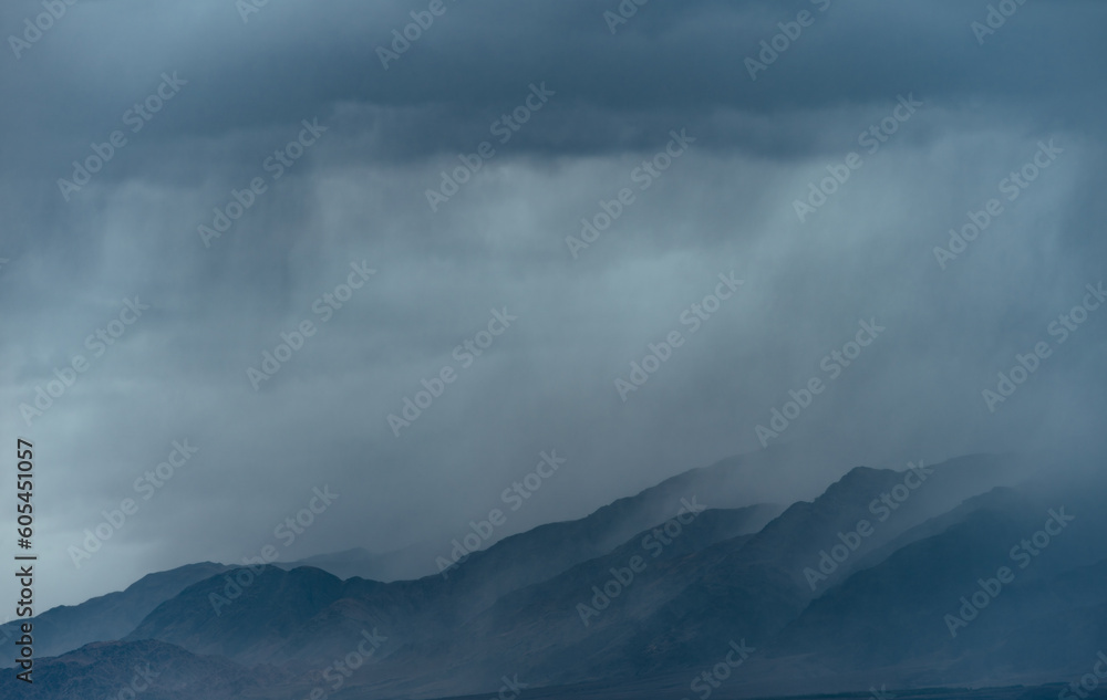 Dark storm clouds over the mountains