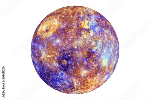 Planet Mercury isolated on white background. Elements of this image furnishing NASA.