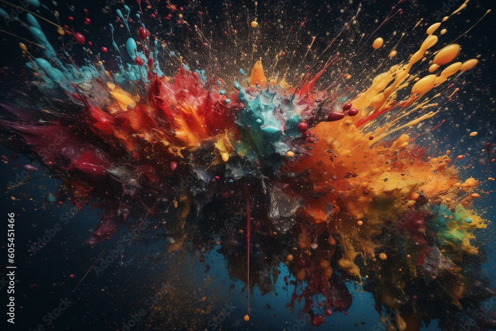 Colorful splatter abstract background. Generative AI