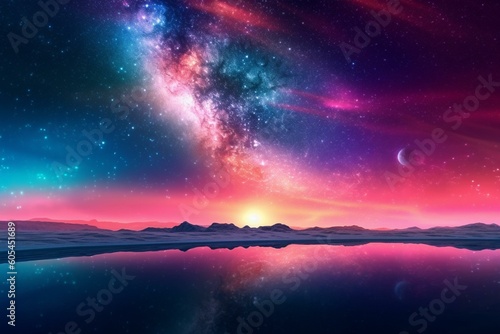 Vivid space image with colorful sky background. Generative AI