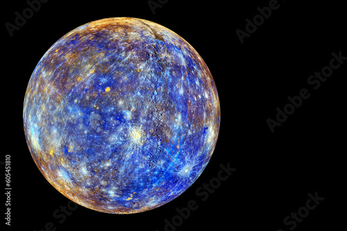 Fototapeta Naklejka Na Ścianę i Meble -  Planet Mercury, on a dark background. Elements of this image furnishing NASA.