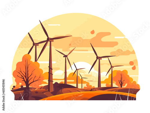 Wind turbines turning, powering the sustainable future