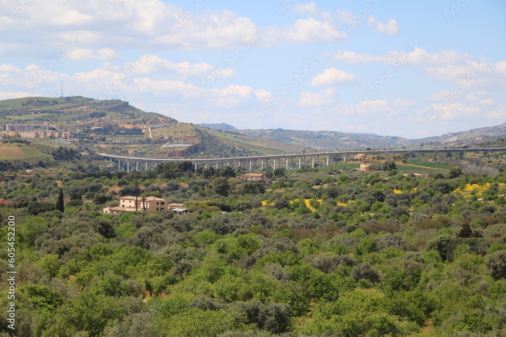 Green landscape around Agrigento in spring, Sicily Italy