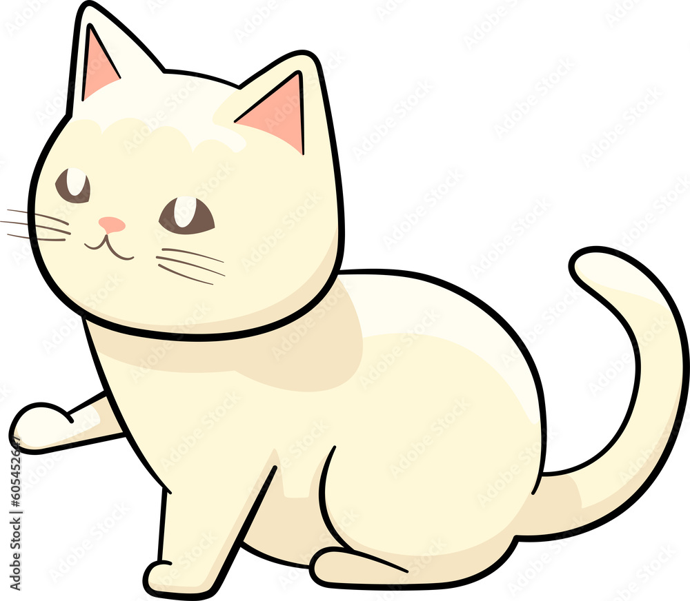 Cartoon cute lazy cat with outline