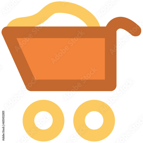 Bold line icon of a wheelbarrow 