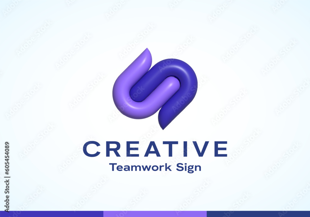 Fototapeta premium Inflated 3D Loop C Letter Abstract Vector Logo Template. Modern Geometry Swirl Sign Isolated