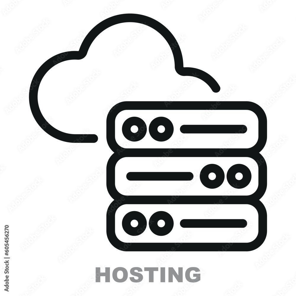 The cloud with server line icon is an outline vector sign depicted in a linear style, isolated on a white background. The cloud with server line icon is an outline vector sign depicted in a linear style, isolated on a white background.