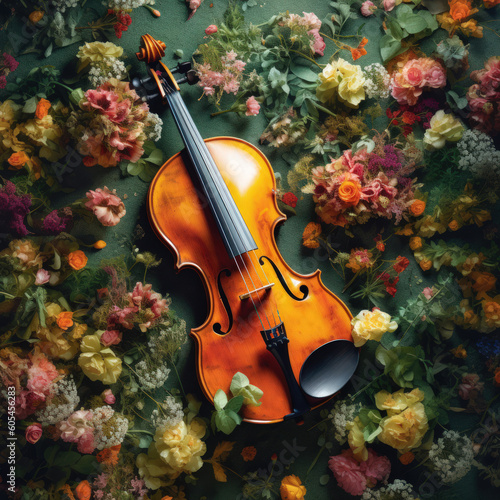 Violin with Flowers, AI