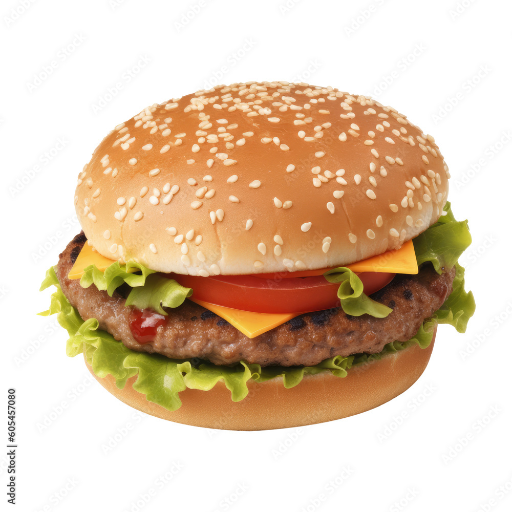 Hamburger transparent background. Generative ai Hamburger transparent background. Generative ai