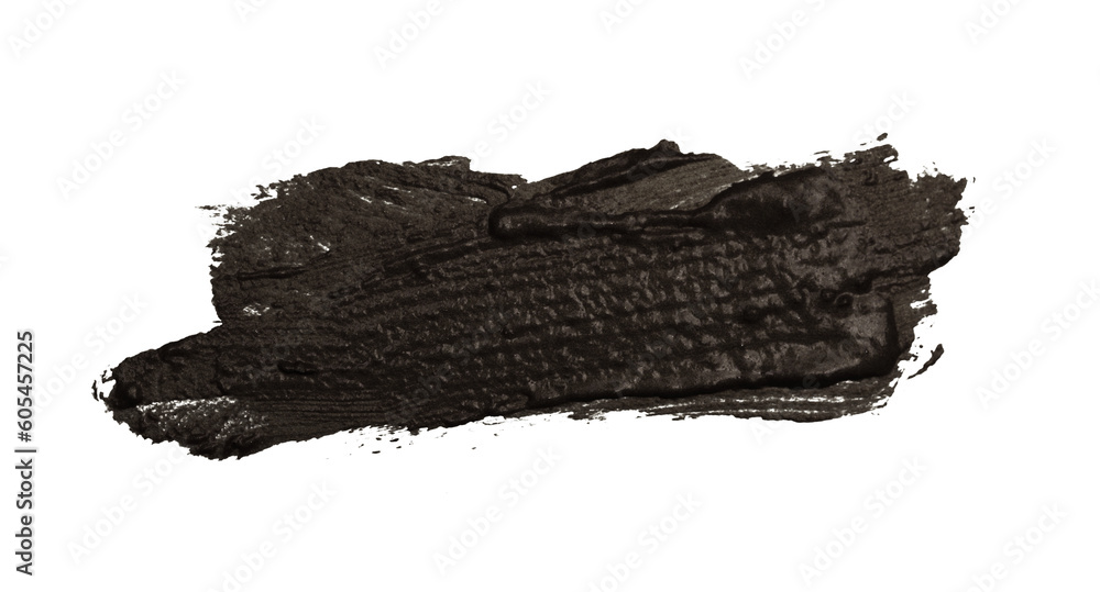 Black ink color smear brush stroke stain line blot on white background ...