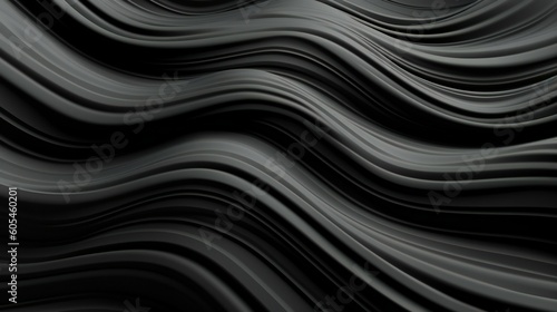 Close-up of a 3D black and grey wave pattern, liquid, fluid, soft and rounded forms