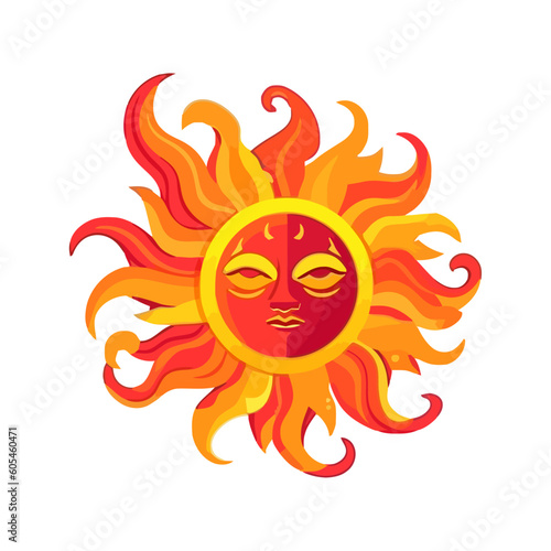 Burning sun symbolizes the natural phenomenon