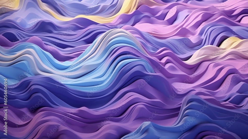Obraz premium Vibrant purple and pink pattern of waves, fluid, soft and rounded forms