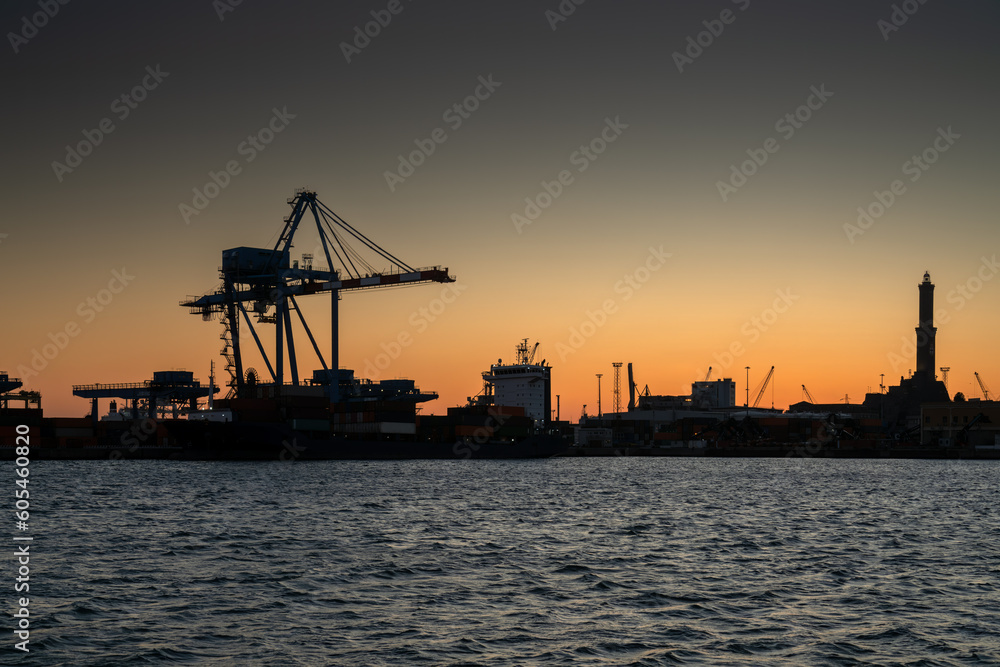 industrial harbor of Genoa Italy