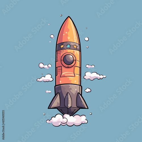 Fun and playful rocket ship vector illustration