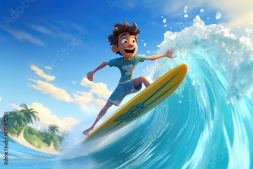 surfing the wave - Illustration created with generative ai