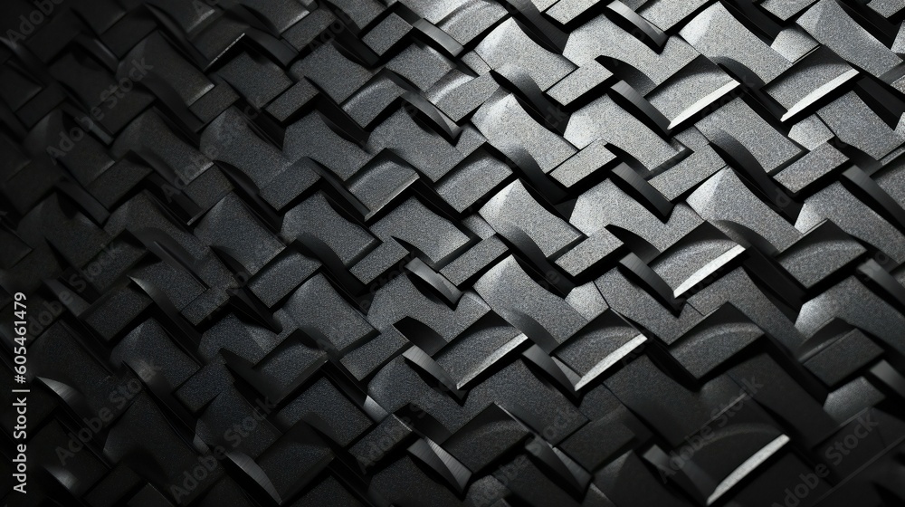 metallic gray geometric 3d pattern, close up metallic gray geometric 3d pattern, close up