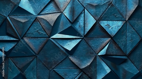 dark blue geometric triangle pattern, close up, metallic