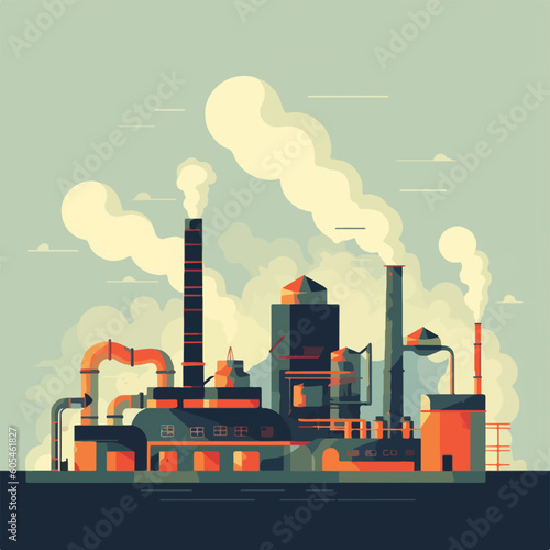 Factory chimney air pollution concept flat design