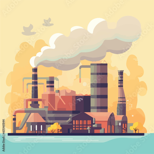 Factory chimney air pollution concept flat design