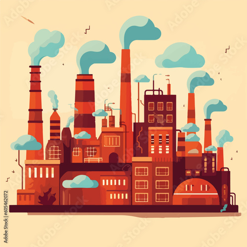 Factory chimney air pollution concept flat design