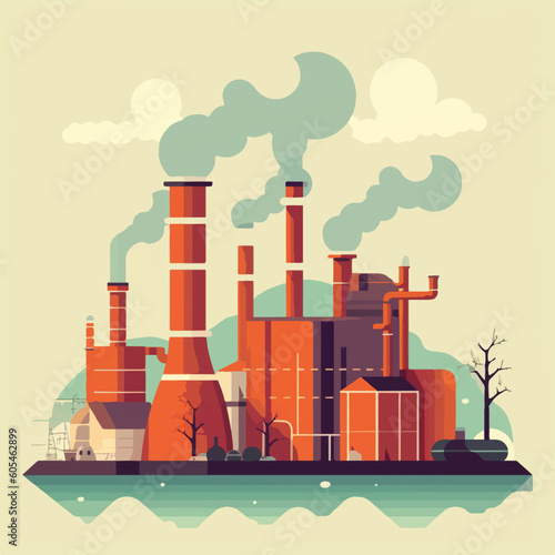 Factory chimney air pollution concept flat design