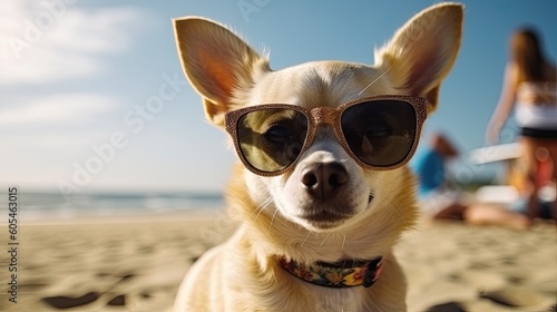 portrait of a dog in beach