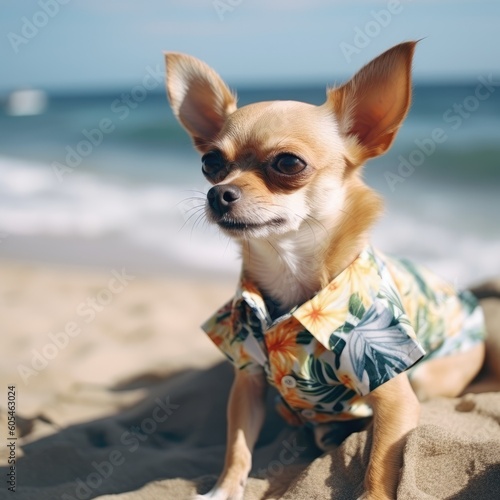 chihuahua puppy on the beach