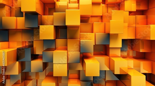 yellow orange background with geometric shapes. yellow cubes
