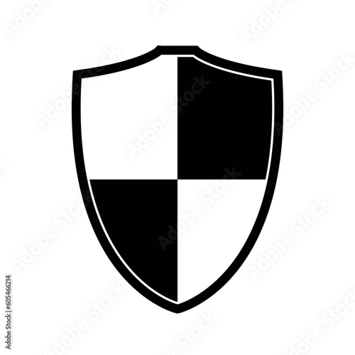shield with chessboard icon silhouette, vector illustration isolated on a white