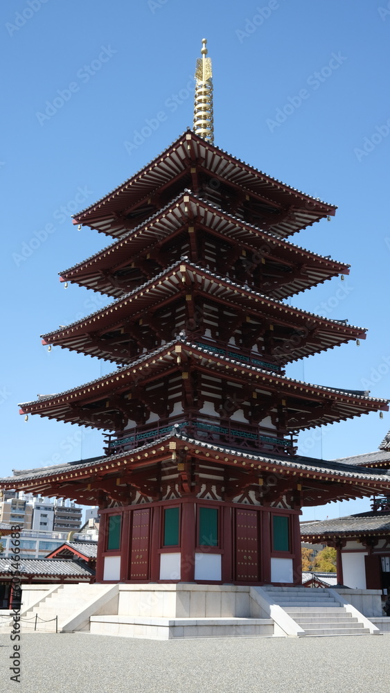 Shitennō-ji, Buddhist temple, Pagoda, Osaka, Japan. Shitennō-ji, Buddhist temple, Pagoda, Osaka, Japan.