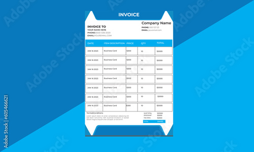Invoice minimal design template. Bill form business invoice accounting. Modern and Creative design. photo
