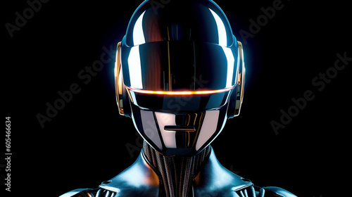 female daft punk wearing helmet and goggles , Generative AI  photo