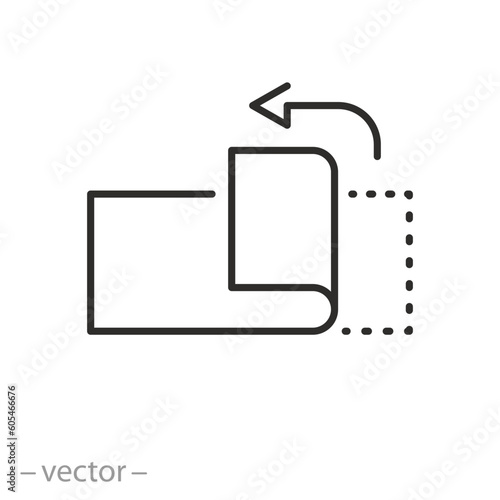 peel off duct tape icon, sticker open, thin line symbol on white background - editable stroke vector illustration eps10