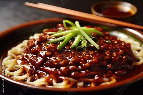 Jajangmyeon or jjajangmyeon is a Korean-style Chinese Food photography photo