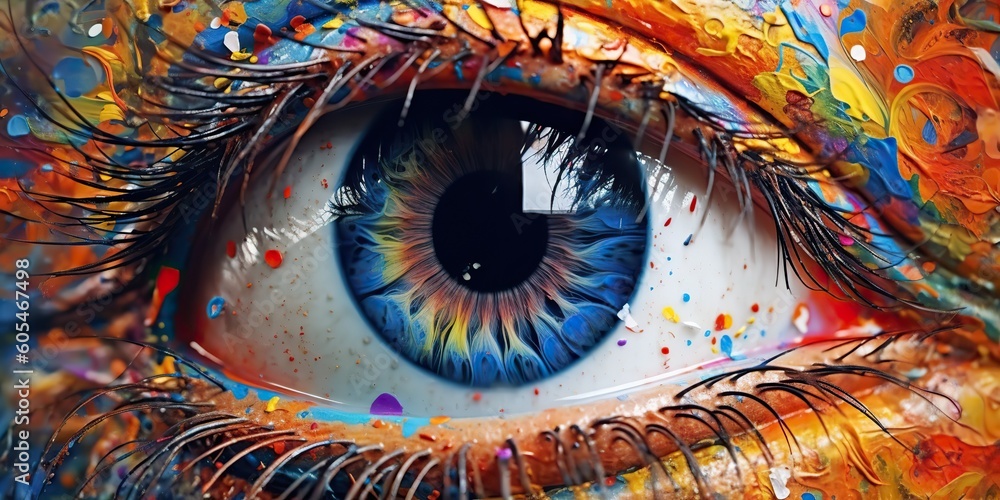 AI Generated. AI Generative. Photo realistic illustration of human eye oil draw. Graphic Art