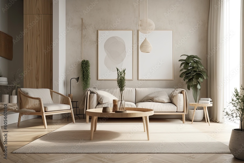 interior background mock up in a Scandinavian design. Generative AI interior background mock up in a Scandinavian design. Generative AI
