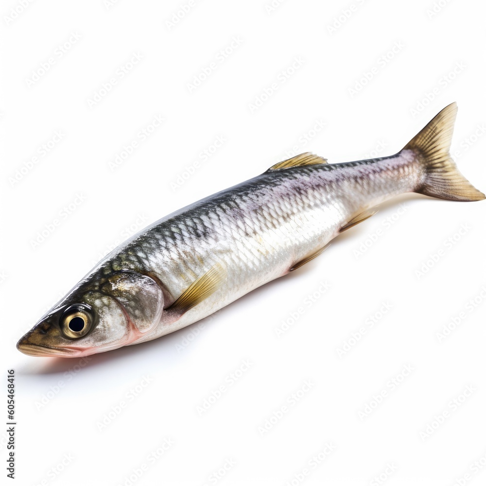 Mullet fish isolated on white. Generative AI Mullet fish isolated on white. Generative AI