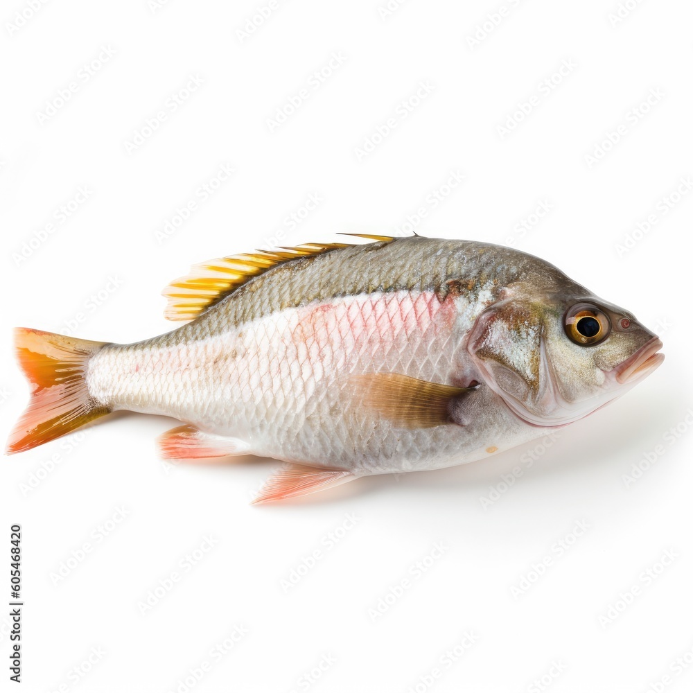 Perch fish isolated on white. Generative AI Perch fish isolated on white. Generative AI