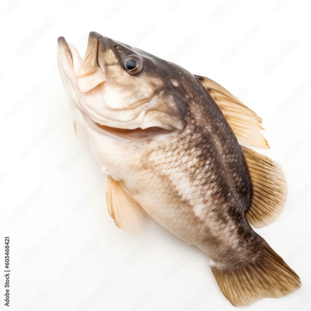 Patagonian Toothfish Chilean Sea Bass fish isolated on white