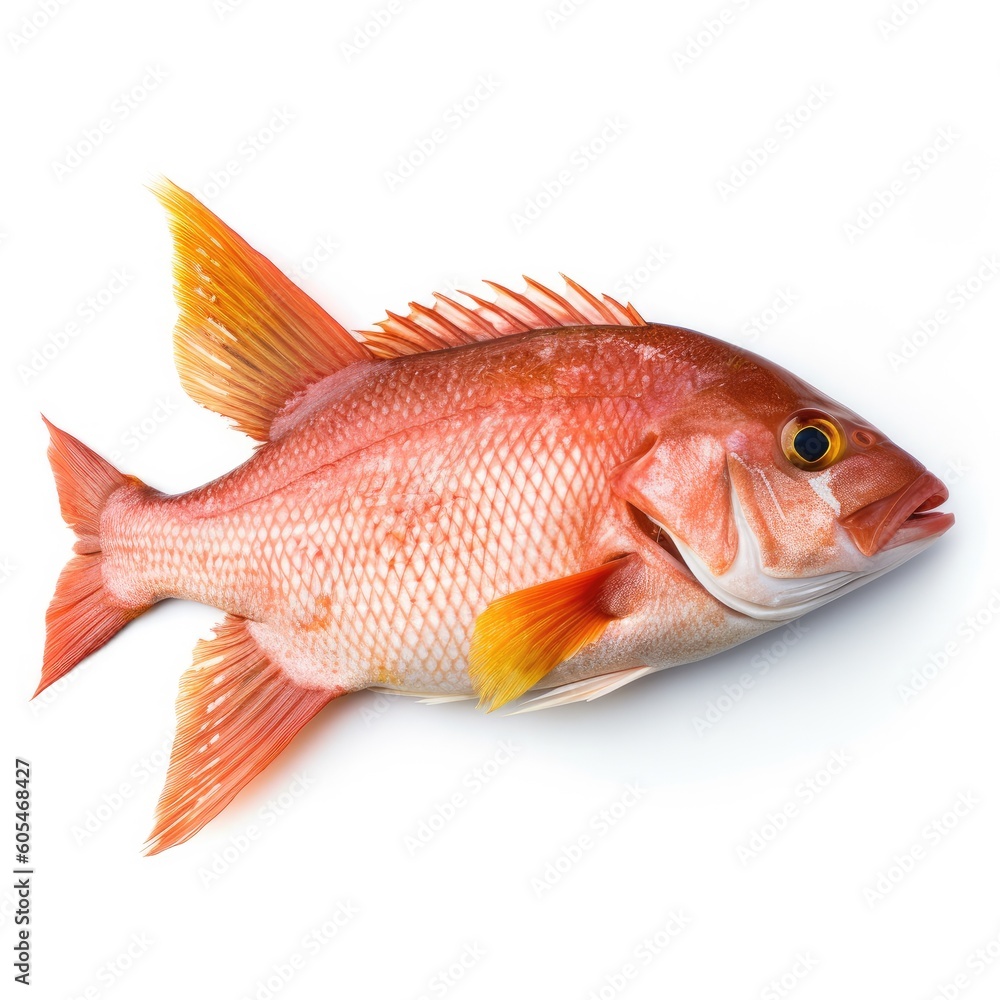 Pacific Snapper Rockfish fish isolated on white. Generative AI Pacific Snapper Rockfish fish isolated on white. Generative AI