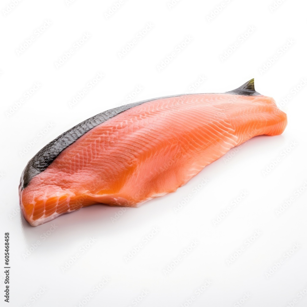Salmon fish isolated on white. Generative AI Salmon fish isolated on white. Generative AI